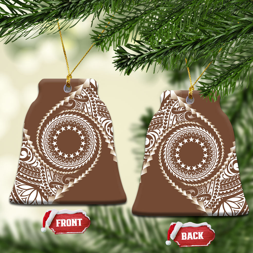 Cook Islands Gospel Day Ceramic Ornament Brown Tribal Curves
