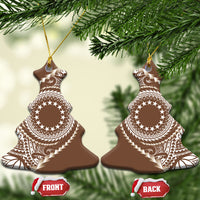 Cook Islands Gospel Day Ceramic Ornament Brown Tribal Curves
