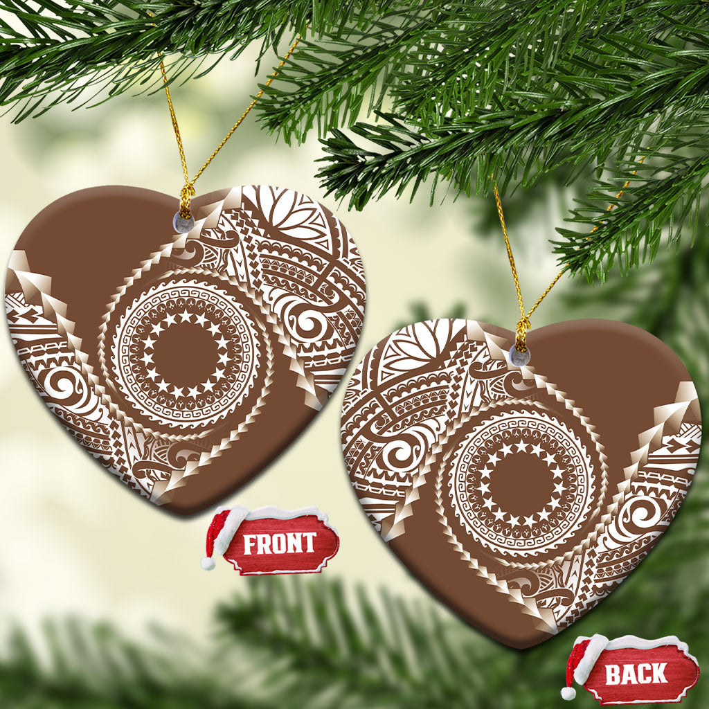 Cook Islands Gospel Day Ceramic Ornament Brown Tribal Curves