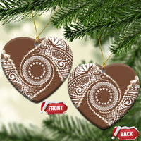 Cook Islands Gospel Day Ceramic Ornament Brown Tribal Curves