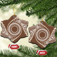 Cook Islands Gospel Day Ceramic Ornament Brown Tribal Curves