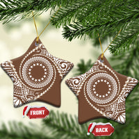 Cook Islands Gospel Day Ceramic Ornament Brown Tribal Curves