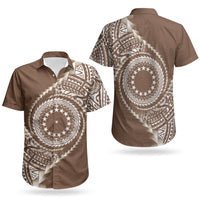 Cook Islands Gospel Day Couples Matching Puletasi and Hawaiian Shirt Brown Tribal Curves LT05 - Polynesian Pride