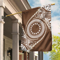 Cook Islands Gospel Day Garden Flag Brown Tribal Curves LT05 House Flag Brown - Polynesian Pride