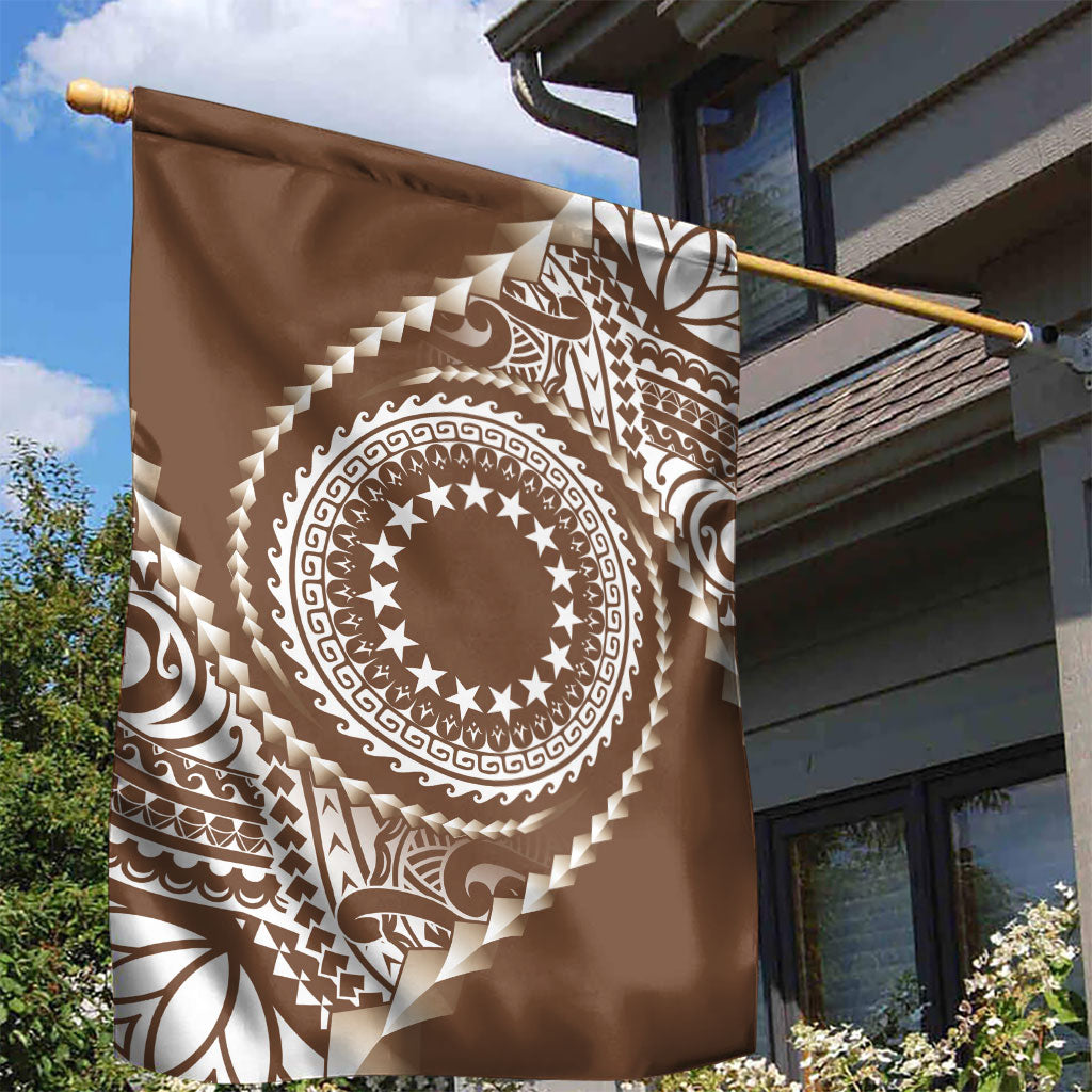 Cook Islands Gospel Day Garden Flag Brown Tribal Curves LT05 - Polynesian Pride