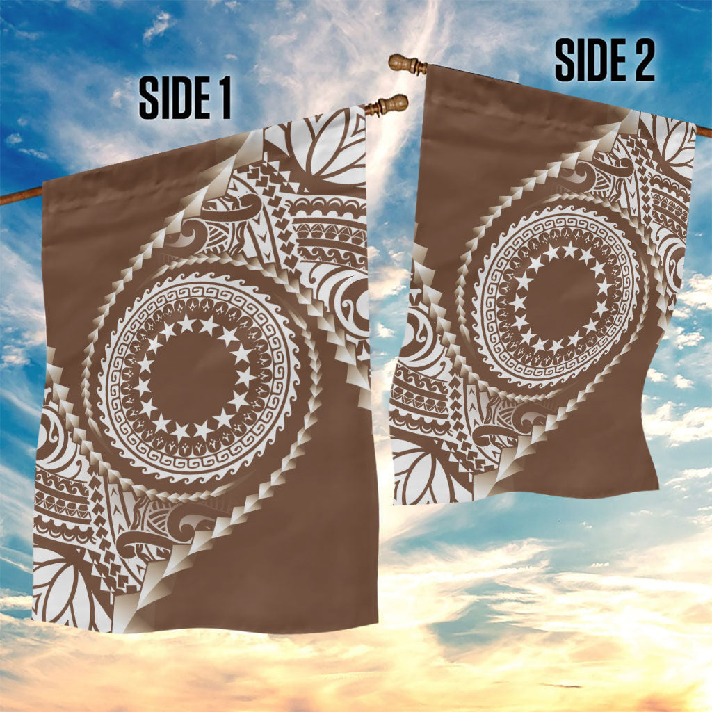 Cook Islands Gospel Day Garden Flag Brown Tribal Curves LT05 - Polynesian Pride