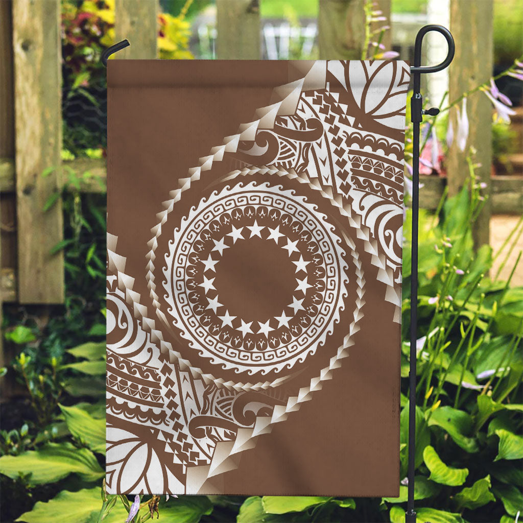 Cook Islands Gospel Day Garden Flag Brown Tribal Curves LT05 Garden Flag Brown - Polynesian Pride