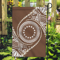 Cook Islands Gospel Day Garden Flag Brown Tribal Curves LT05 Garden Flag Brown - Polynesian Pride