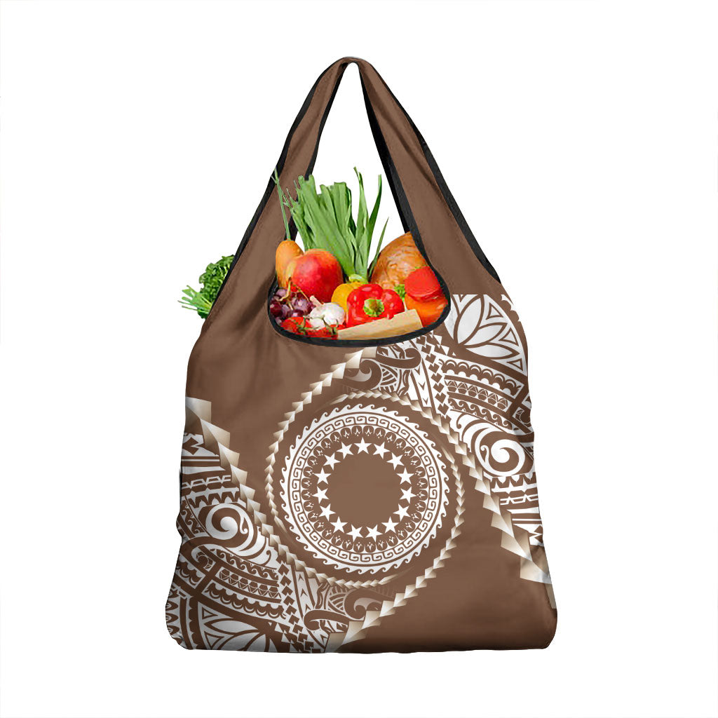 Cook Islands Gospel Day Grocery Bag Brown Tribal Curves LT05 1-pack One Size Brown - Polynesian Pride