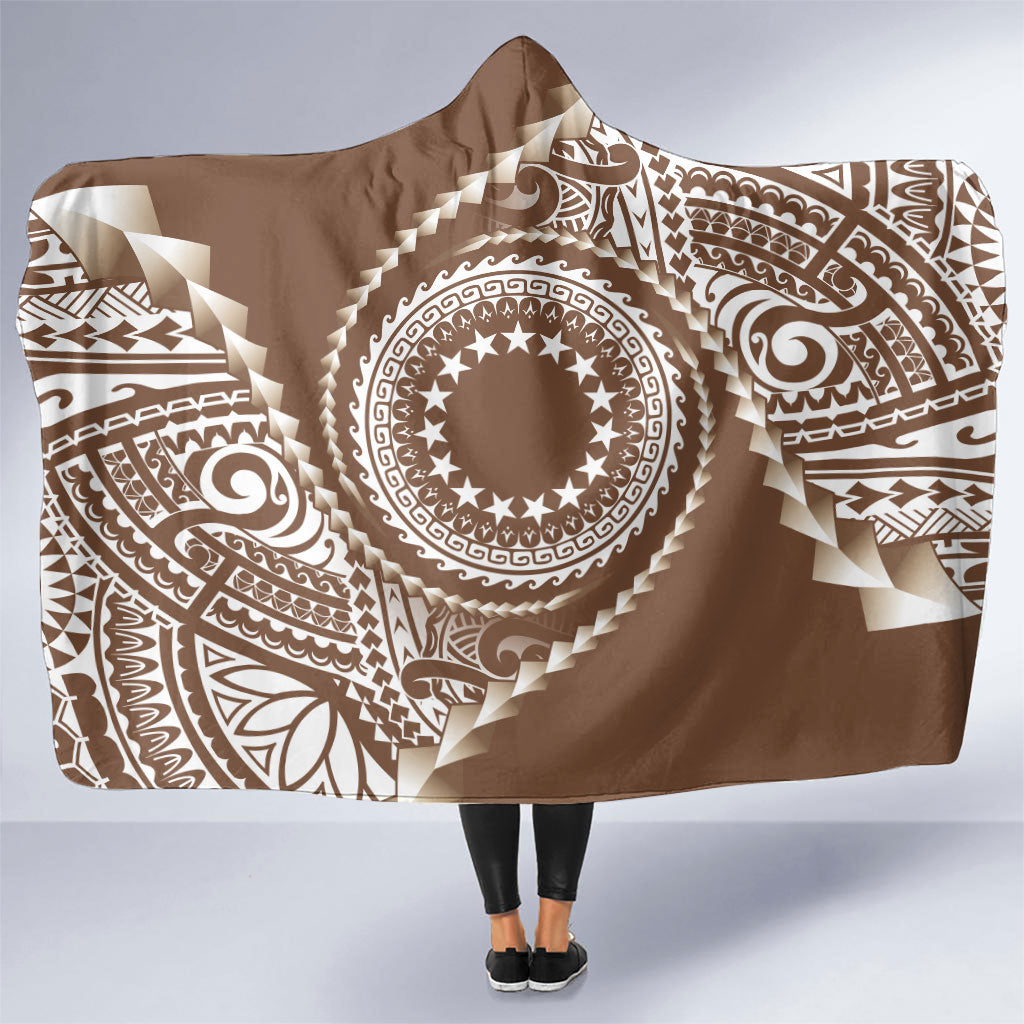 Cook Islands Gospel Day Hooded Blanket Brown Tribal Curves LT05 One Size Brown - Polynesian Pride