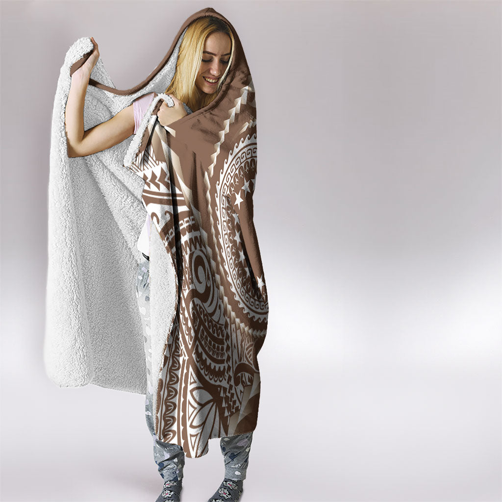 Cook Islands Gospel Day Hooded Blanket Brown Tribal Curves LT05 - Polynesian Pride