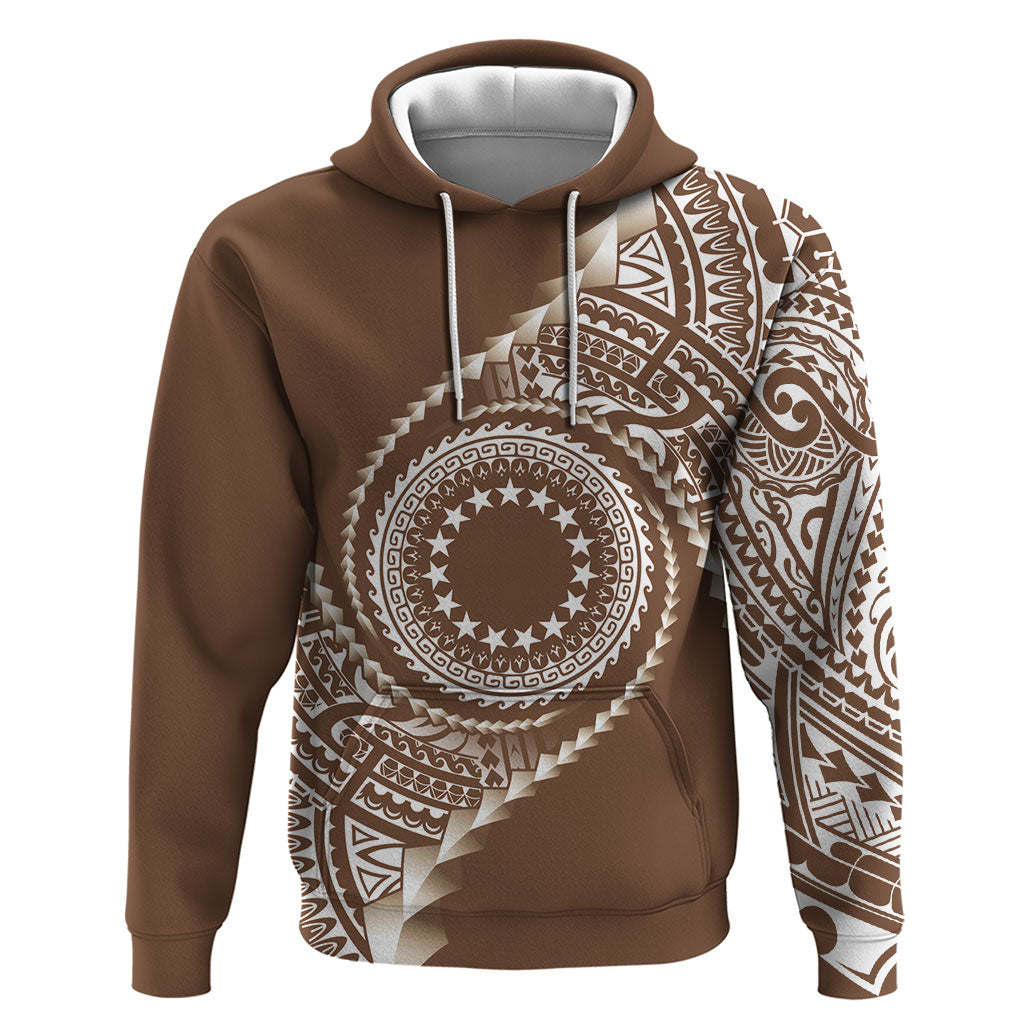 Cook Islands Gospel Day Hoodie Brown Tribal Curves LT05 Pullover Hoodie Brown - Polynesian Pride