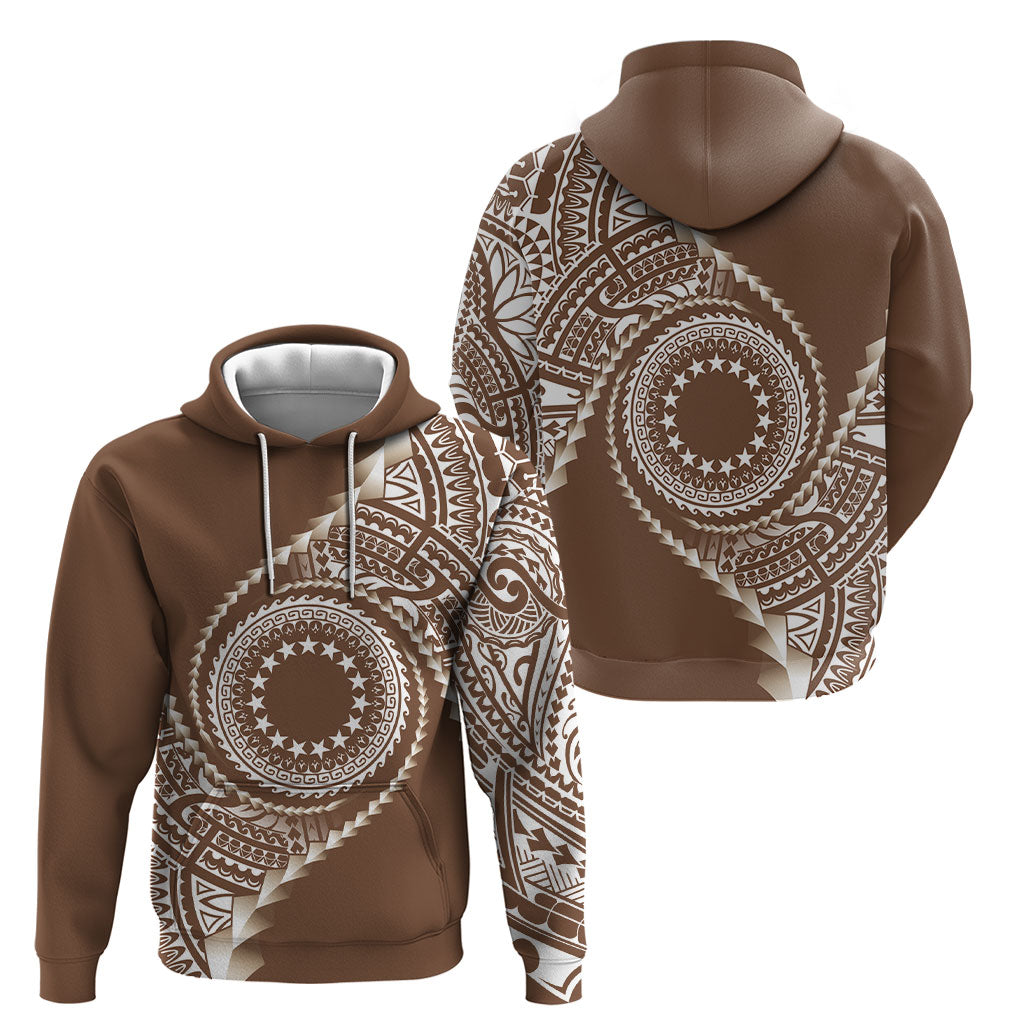 Cook Islands Gospel Day Hoodie Brown Tribal Curves LT05 - Polynesian Pride