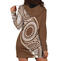 Cook Islands Gospel Day Hoodie Dress Brown Tribal Curves LT05 - Polynesian Pride