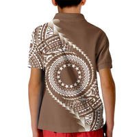 Cook Islands Gospel Day Kid Polo Shirt Brown Tribal Curves LT05 - Polynesian Pride