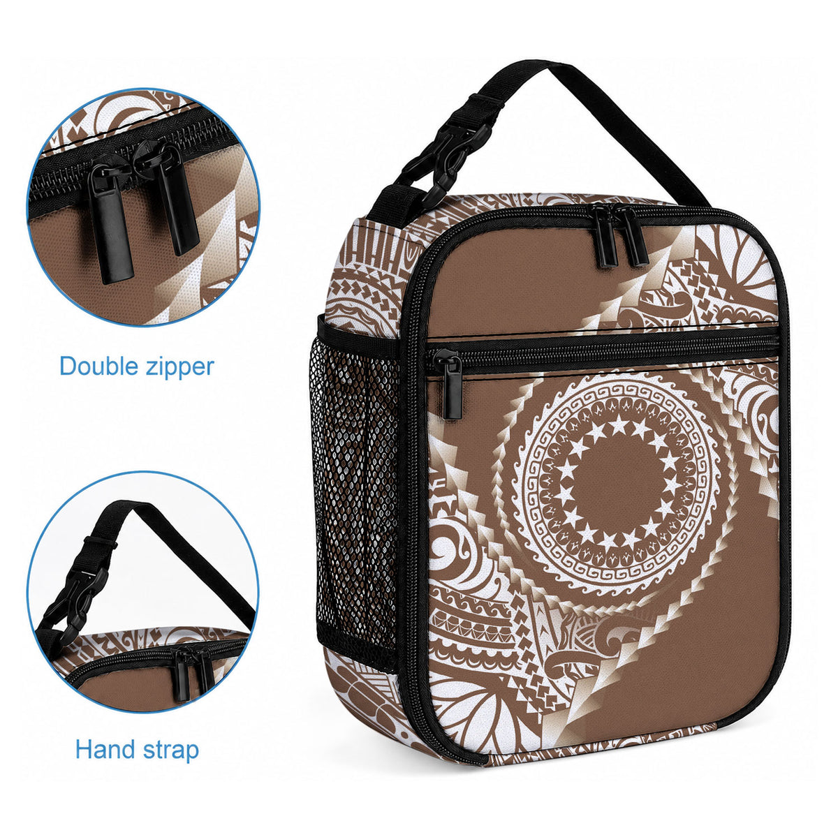 Cook Islands Gospel Day Lunch Bag Brown Tribal Curves LT05 - Polynesian Pride