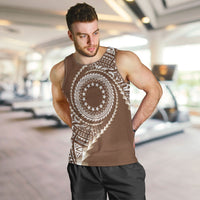Cook Islands Gospel Day Men Tank Top Brown Tribal Curves LT05 Brown - Polynesian Pride