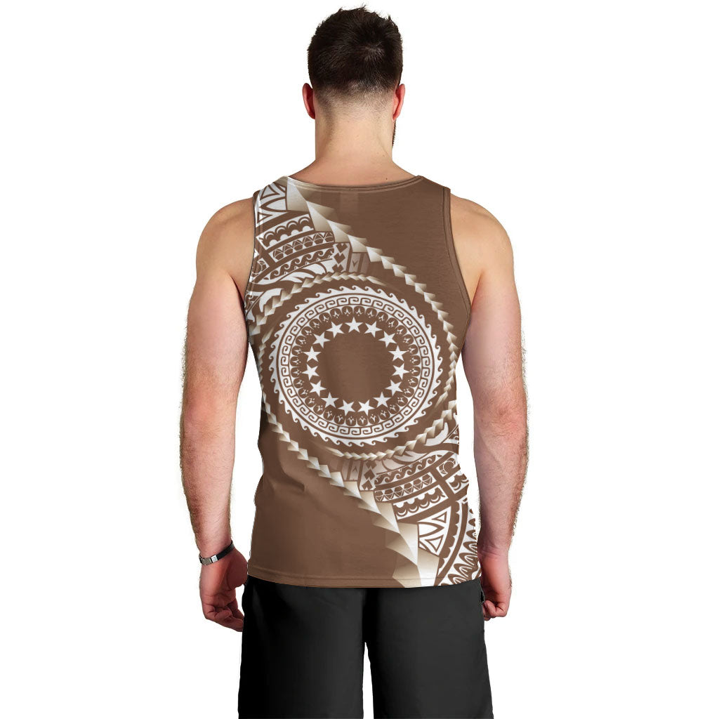 Cook Islands Gospel Day Men Tank Top Brown Tribal Curves LT05 - Polynesian Pride