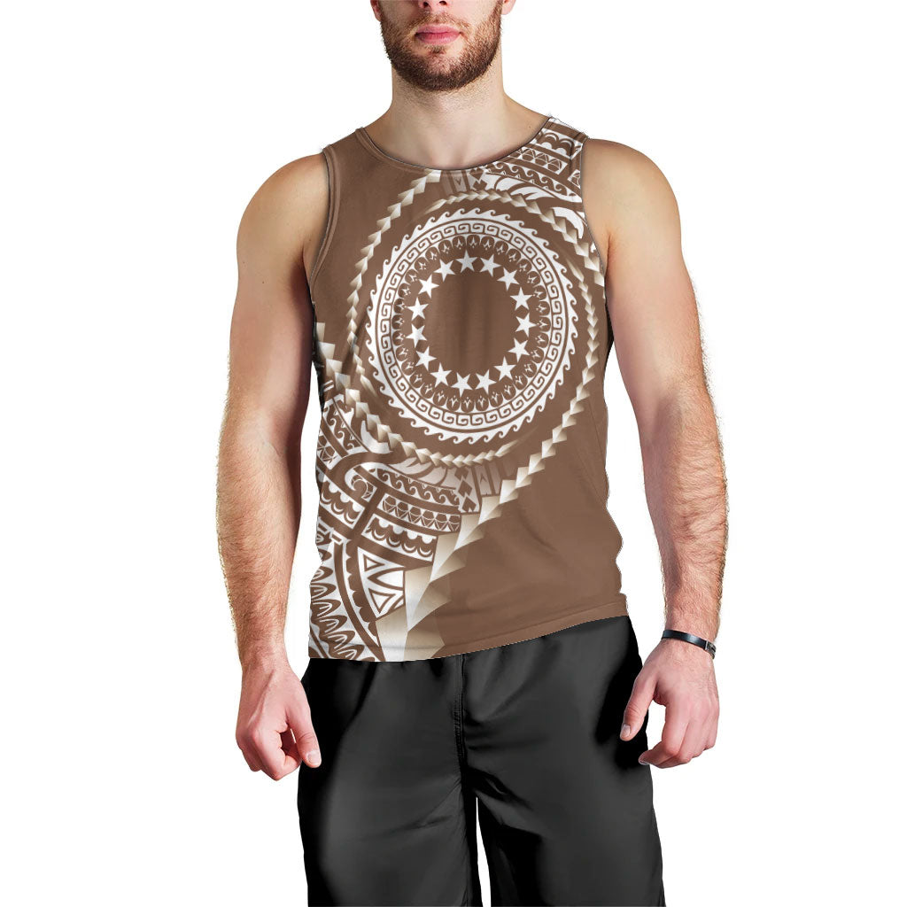Cook Islands Gospel Day Men Tank Top Brown Tribal Curves LT05 - Polynesian Pride