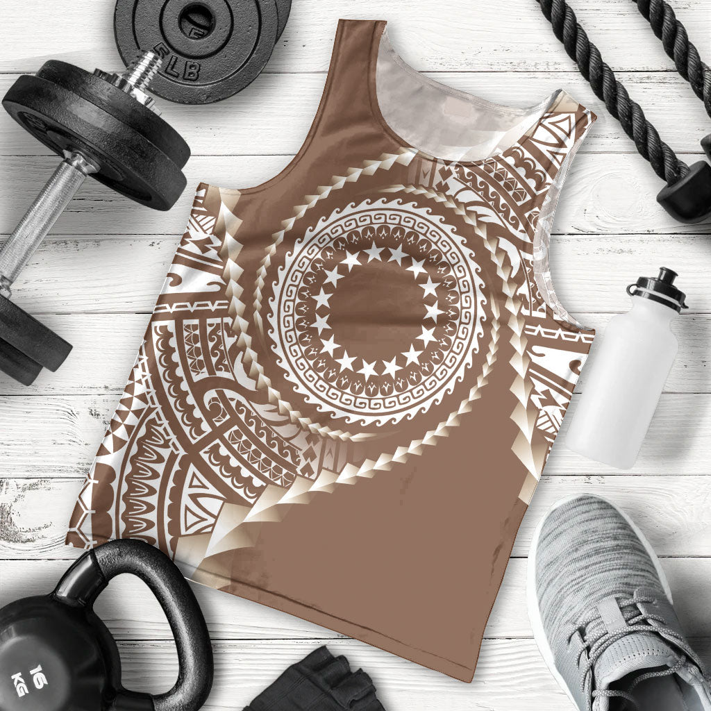 Cook Islands Gospel Day Men Tank Top Brown Tribal Curves LT05 - Polynesian Pride
