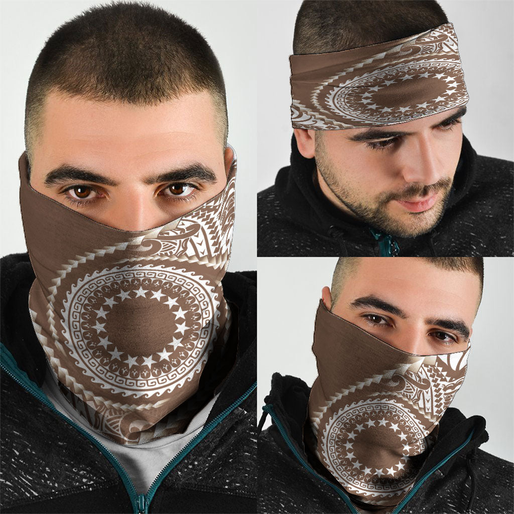Cook Islands Gospel Day Neck Gaiter Brown Tribal Curves LT05 - Polynesian Pride