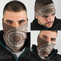 Cook Islands Gospel Day Neck Gaiter Brown Tribal Curves LT05 - Polynesian Pride