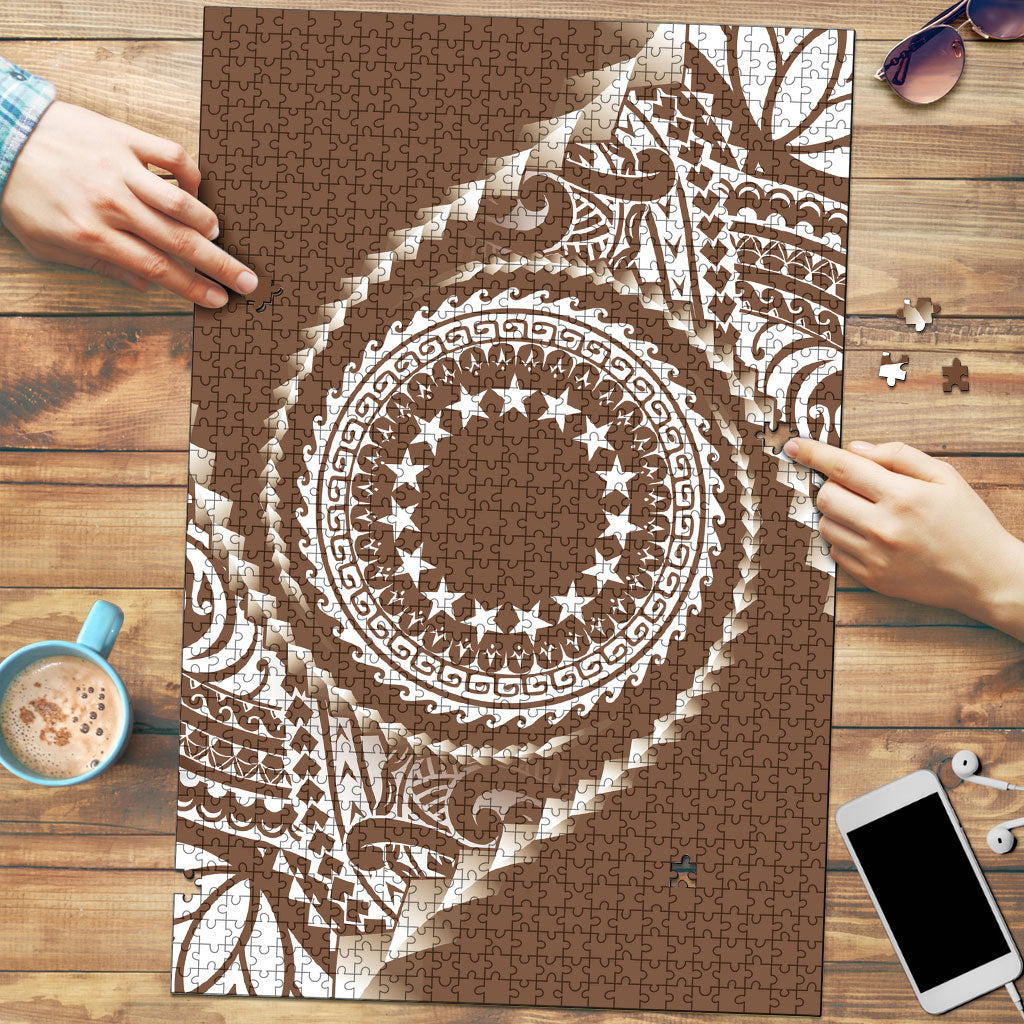 Cook Islands Gospel Day Puzzle Brown Tribal Curves LT05 Brown - Polynesian Pride