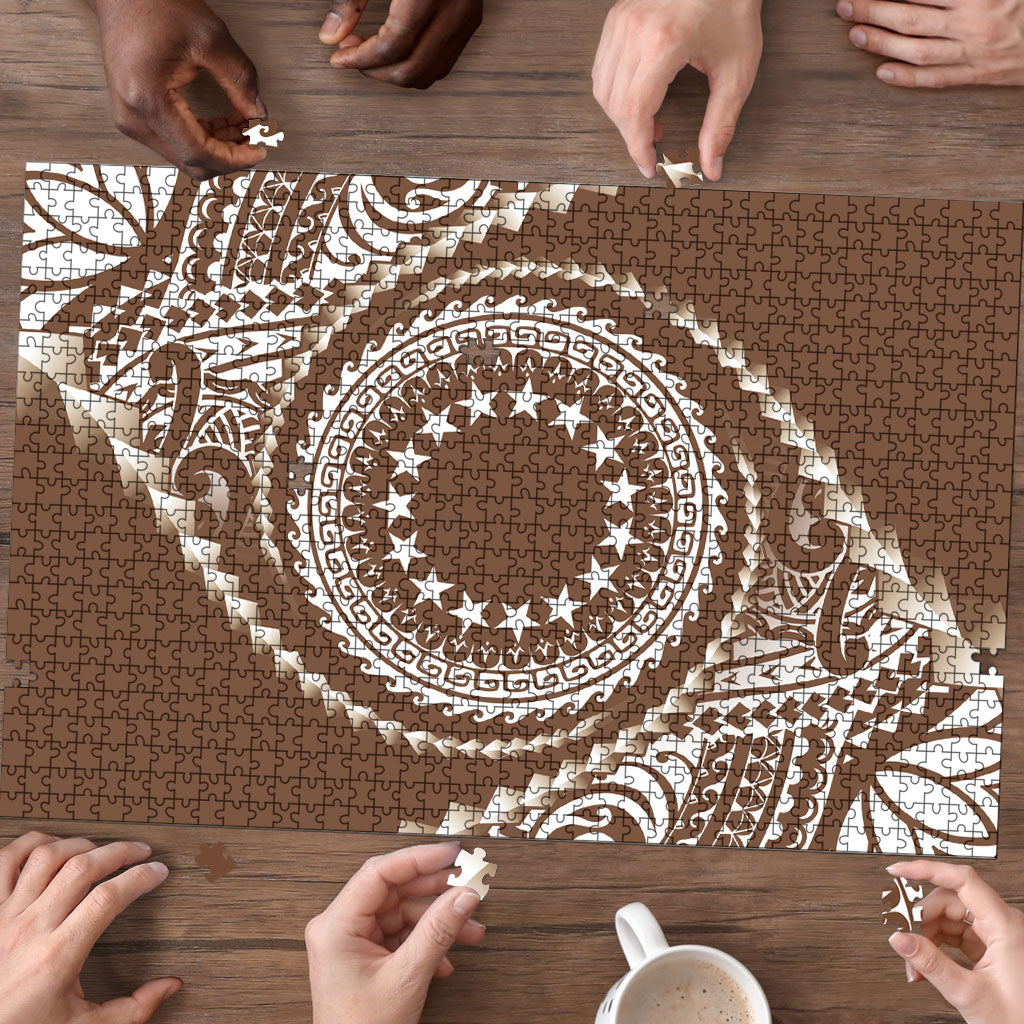 Cook Islands Gospel Day Puzzle Brown Tribal Curves LT05 - Polynesian Pride