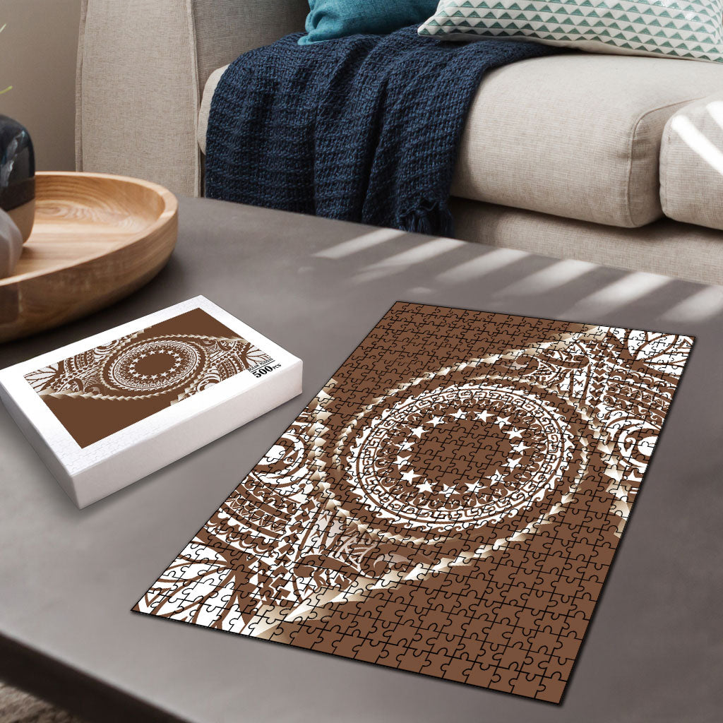 Cook Islands Gospel Day Puzzle Brown Tribal Curves LT05 - Polynesian Pride