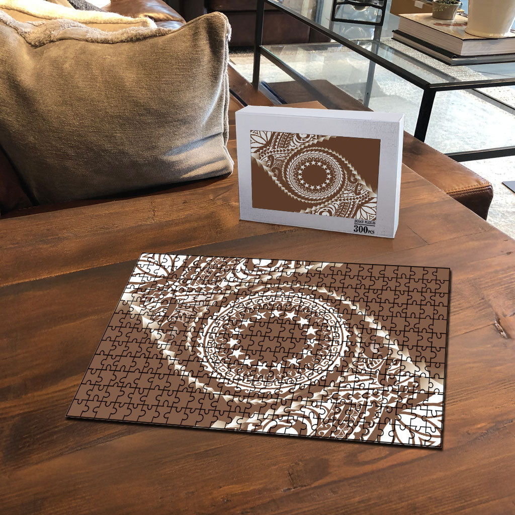 Cook Islands Gospel Day Puzzle Brown Tribal Curves LT05 - Polynesian Pride