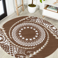 Cook Islands Gospel Day Round Carpet Brown Tribal Curves LT05 Brown - Polynesian Pride