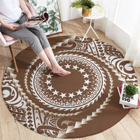 Cook Islands Gospel Day Round Carpet Brown Tribal Curves LT05 - Polynesian Pride