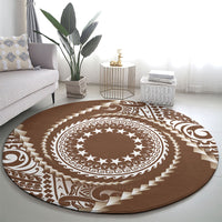 Cook Islands Gospel Day Round Carpet Brown Tribal Curves LT05 - Polynesian Pride