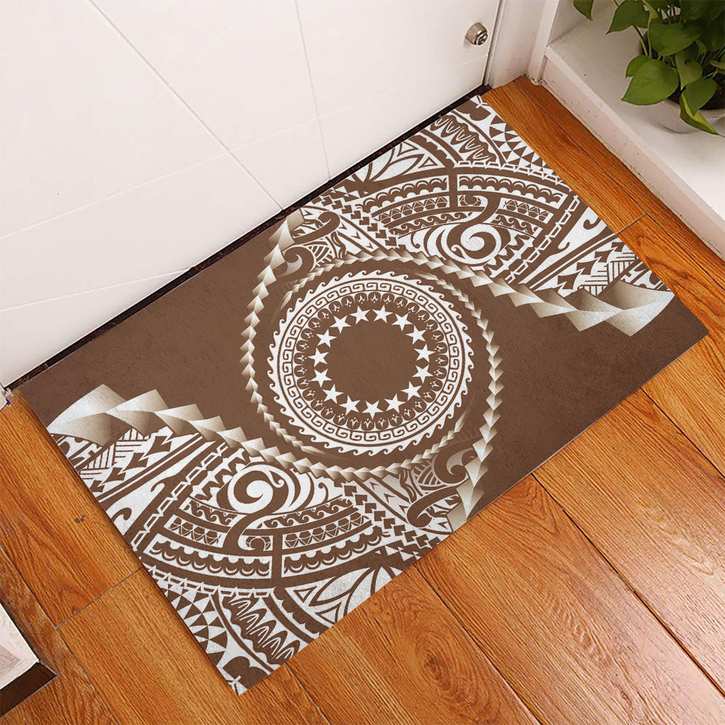 Cook Islands Gospel Day Rubber Doormat Brown Tribal Curves LT05 - Polynesian Pride