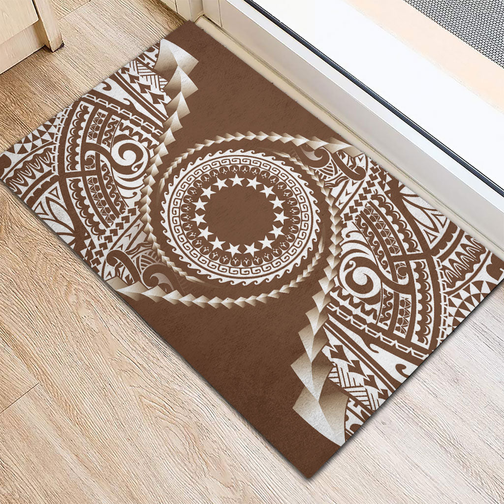Cook Islands Gospel Day Rubber Doormat Brown Tribal Curves LT05 - Polynesian Pride