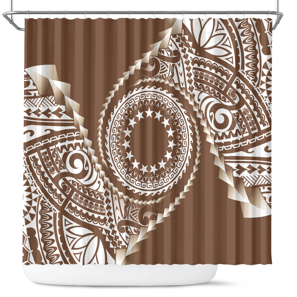 Cook Islands Gospel Day Shower Curtain Brown Tribal Curves LT05 Brown - Polynesian Pride