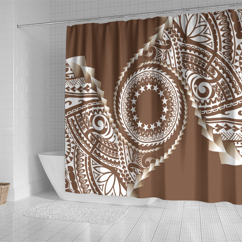 Cook Islands Gospel Day Shower Curtain Brown Tribal Curves LT05 - Polynesian Pride