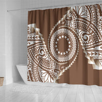 Cook Islands Gospel Day Shower Curtain Brown Tribal Curves LT05 - Polynesian Pride