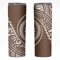 Cook Islands Gospel Day Skinny Tumbler Brown Tribal Curves LT05 Brown - Polynesian Pride
