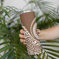 Cook Islands Gospel Day Skinny Tumbler Brown Tribal Curves LT05 - Polynesian Pride