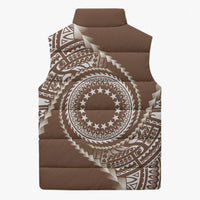 Cook Islands Gospel Day Sleeveless Puffer Jacket Brown Tribal Curves LT05 - Polynesian Pride