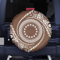 Cook Islands Gospel Day Spare Tire Cover Brown Tribal Curves LT05 No hole Brown - Polynesian Pride