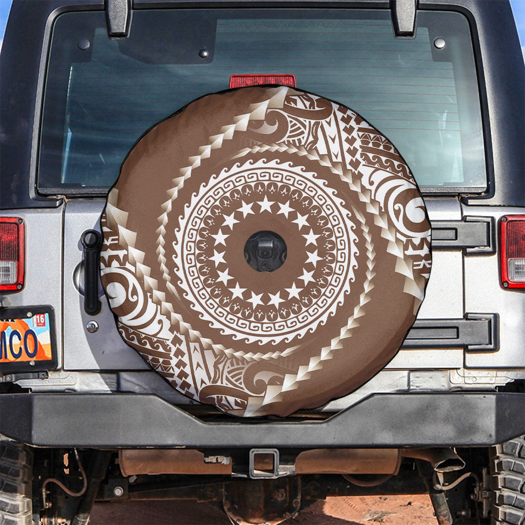 Cook Islands Gospel Day Spare Tire Cover Brown Tribal Curves LT05 Brown - Polynesian Pride
