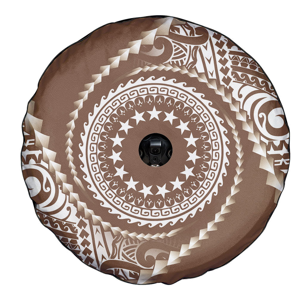 Cook Islands Gospel Day Spare Tire Cover Brown Tribal Curves LT05 - Polynesian Pride