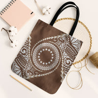 Cook Islands Gospel Day Tote Bag Brown Tribal Curves LT05 Black Strap One Size Brown - Polynesian Pride