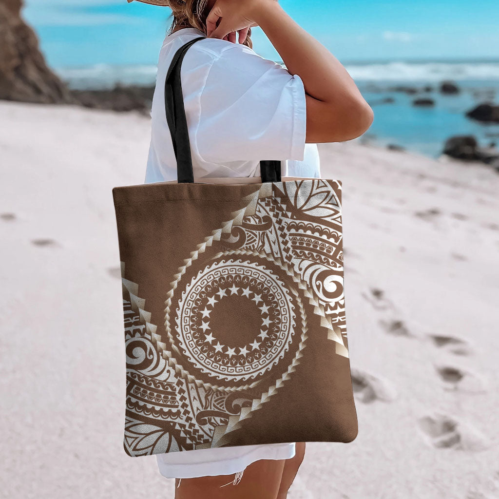 Cook Islands Gospel Day Tote Bag Brown Tribal Curves LT05 - Polynesian Pride