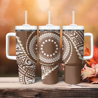 Cook Islands Gospel Day Tumbler With Handle Brown Tribal Curves LT05 - Polynesian Pride