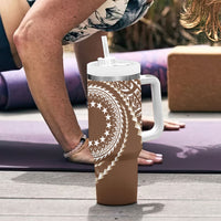 Cook Islands Gospel Day Tumbler With Handle Brown Tribal Curves LT05 - Polynesian Pride