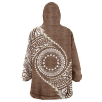 Cook Islands Gospel Day Wearable Blanket Hoodie Brown Tribal Curves LT05 - Polynesian Pride