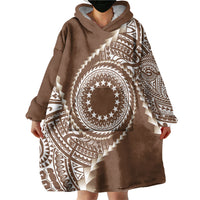 Cook Islands Gospel Day Wearable Blanket Hoodie Brown Tribal Curves LT05 - Polynesian Pride